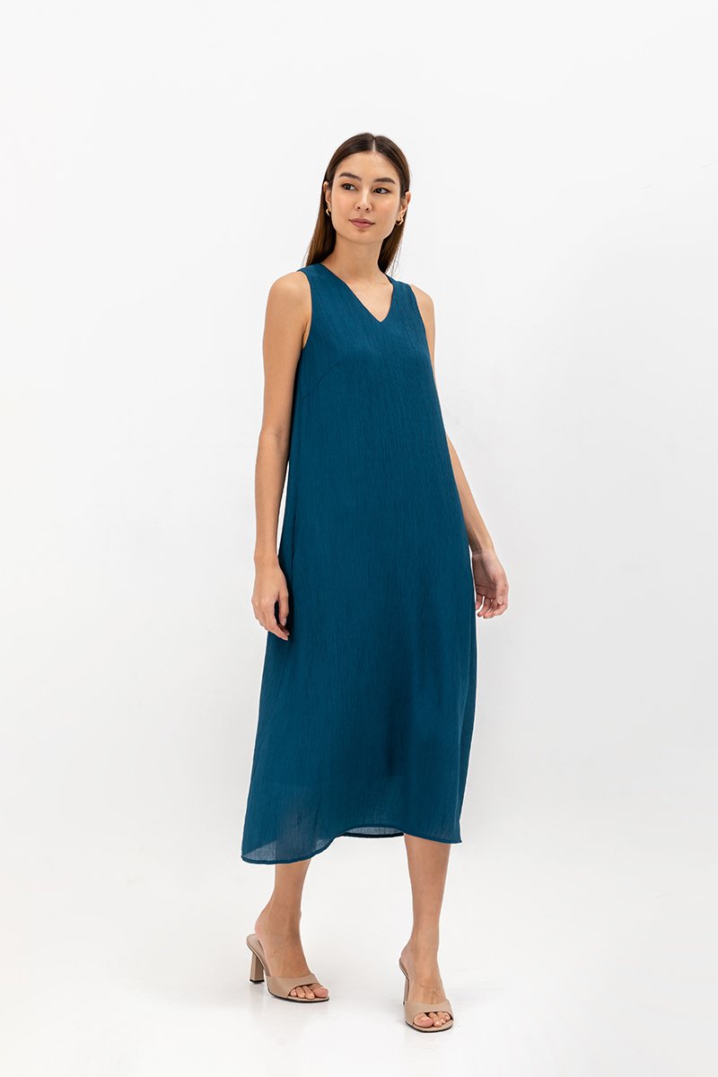 SIGRID V NECK MIDI DRESS
