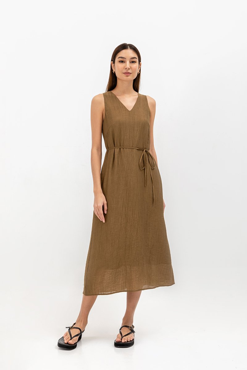 SIGRID V NECK MIDI DRESS