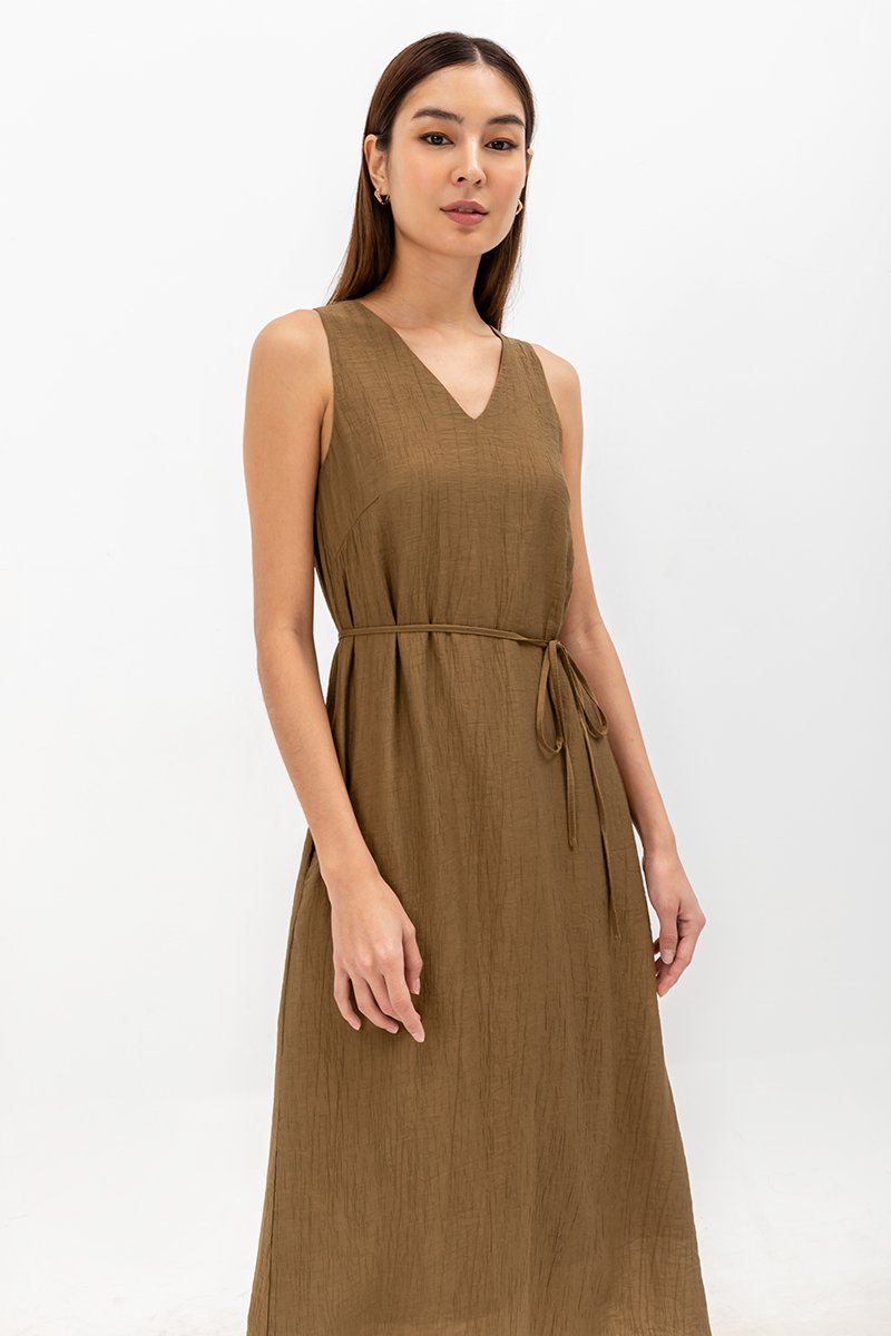 SIGRID V NECK MIDI DRESS