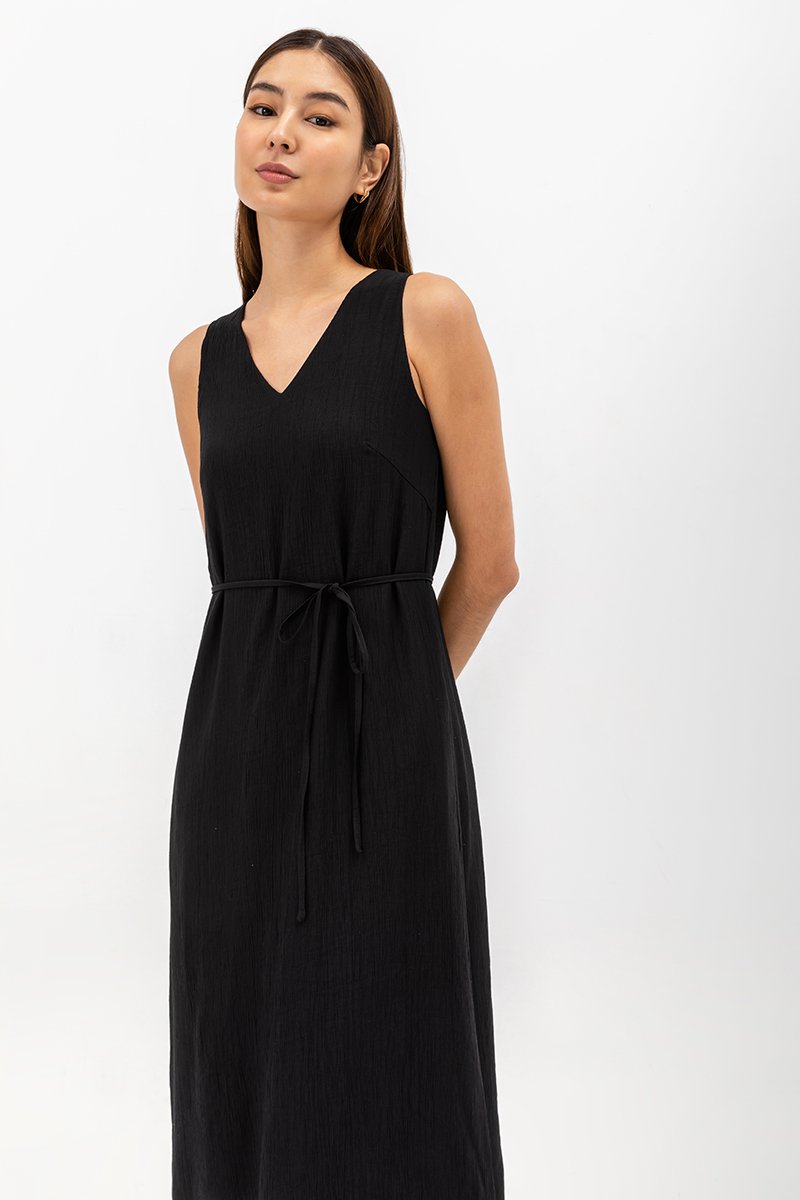 SIGRID V NECK MIDI DRESS