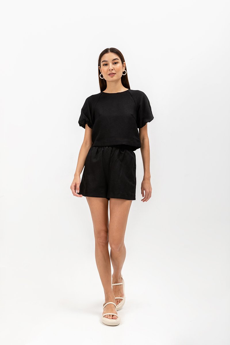 LIMA LINEN PUFF SLEEVE TOP