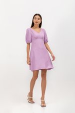 YODI PUFF SLEEVE LINEN MINI DRESS