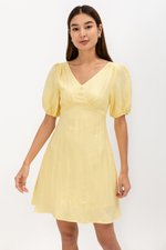 YODI PUFF SLEEVE LINEN MINI DRESS