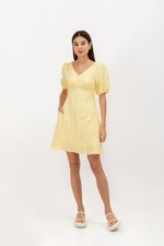 YODI PUFF SLEEVE LINEN MINI DRESS