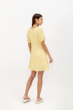 YODI PUFF SLEEVE LINEN MINI DRESS