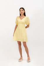 YODI PUFF SLEEVE LINEN MINI DRESS