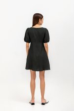 YODI PUFF SLEEVE LINEN MINI DRESS