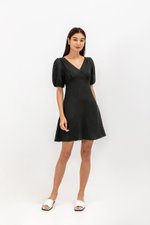 YODI PUFF SLEEVE LINEN MINI DRESS