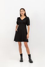YODI PUFF SLEEVE LINEN MINI DRESS