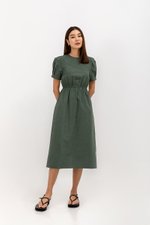 ZALIKI PUFF SLEEVE ELASTIC WAISTBAND DRESS