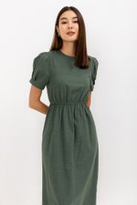 ZALIKI PUFF SLEEVE ELASTIC WAISTBAND DRESS