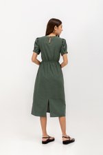 ZALIKI PUFF SLEEVE ELASTIC WAISTBAND DRESS