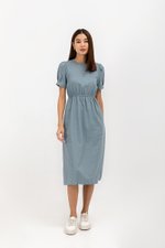 ZALIKI PUFF SLEEVE ELASTIC WAISTBAND DRESS