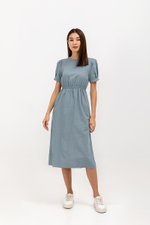ZALIKI PUFF SLEEVE ELASTIC WAISTBAND DRESS