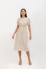 ZALIKI PUFF SLEEVE ELASTIC WAISTBAND DRESS