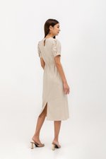 ZALIKI PUFF SLEEVE ELASTIC WAISTBAND DRESS