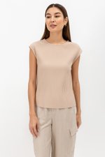 VALDIS PLEATED CAP SLEEVE TOP