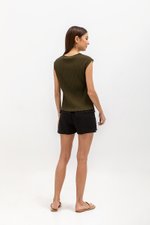 VALDIS PLEATED CAP SLEEVE TOP