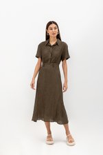 AINE PATCH POCKET TEXTURED MIDI DRESS