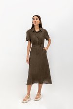 AINE PATCH POCKET TEXTURED MIDI DRESS