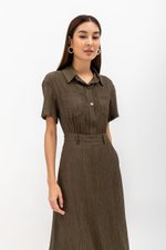 AINE PATCH POCKET TEXTURED MIDI DRESS