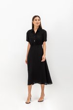 AINE PATCH POCKET TEXTURED MIDI DRESS