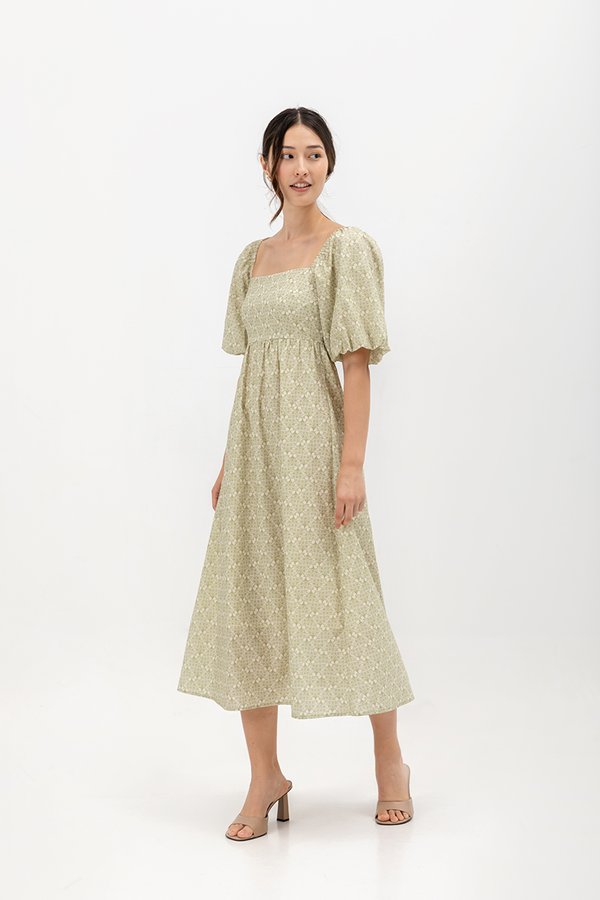 KHARI PRINTED PUFF SLEEVE DRESS