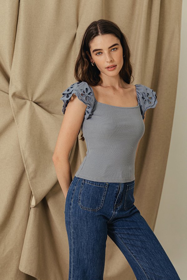 FERINA EYELET SLEEVE TOP