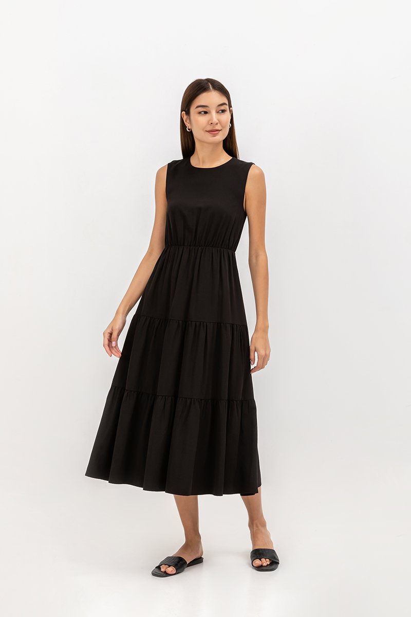 CECILIO TIERED TENCEL DRESS
