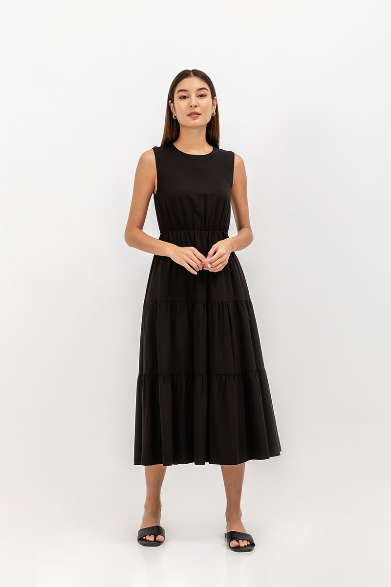 CECILIO TIERED TENCEL DRESS