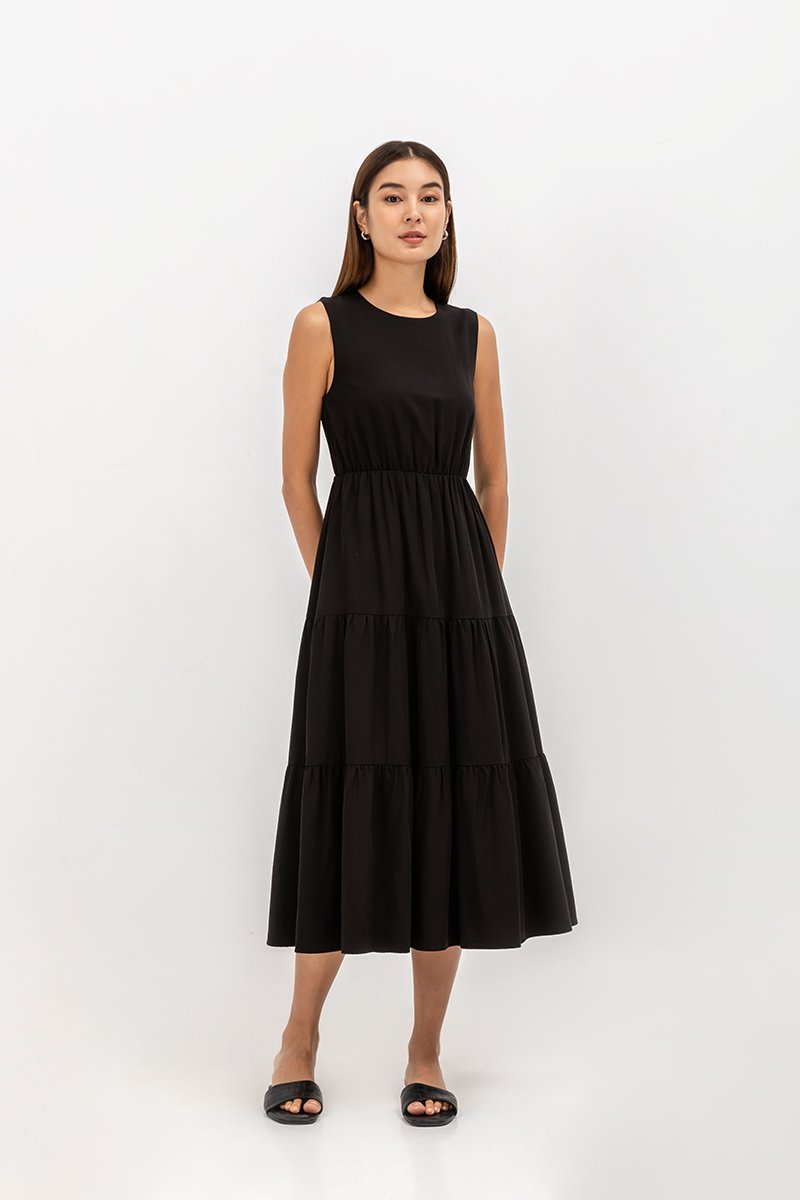 CECILIO TIERED TENCEL DRESS