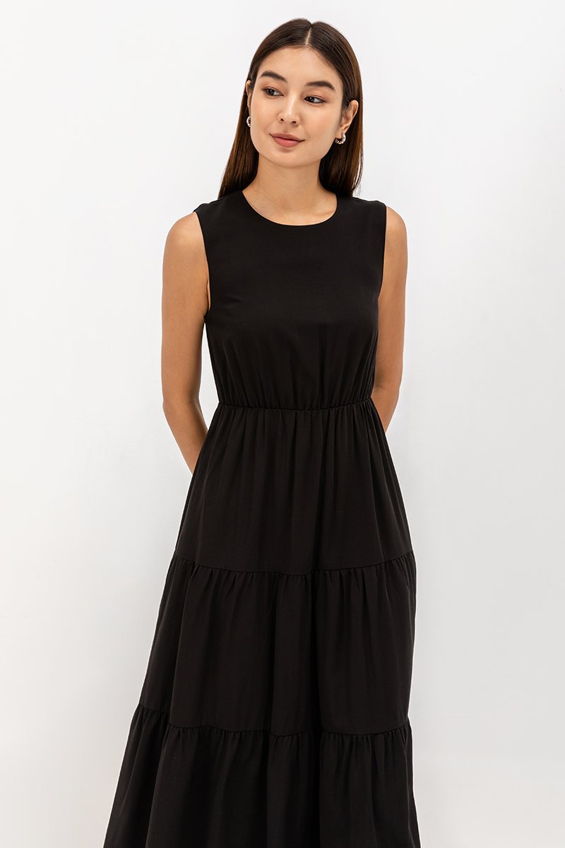 CECILIO TIERED TENCEL DRESS