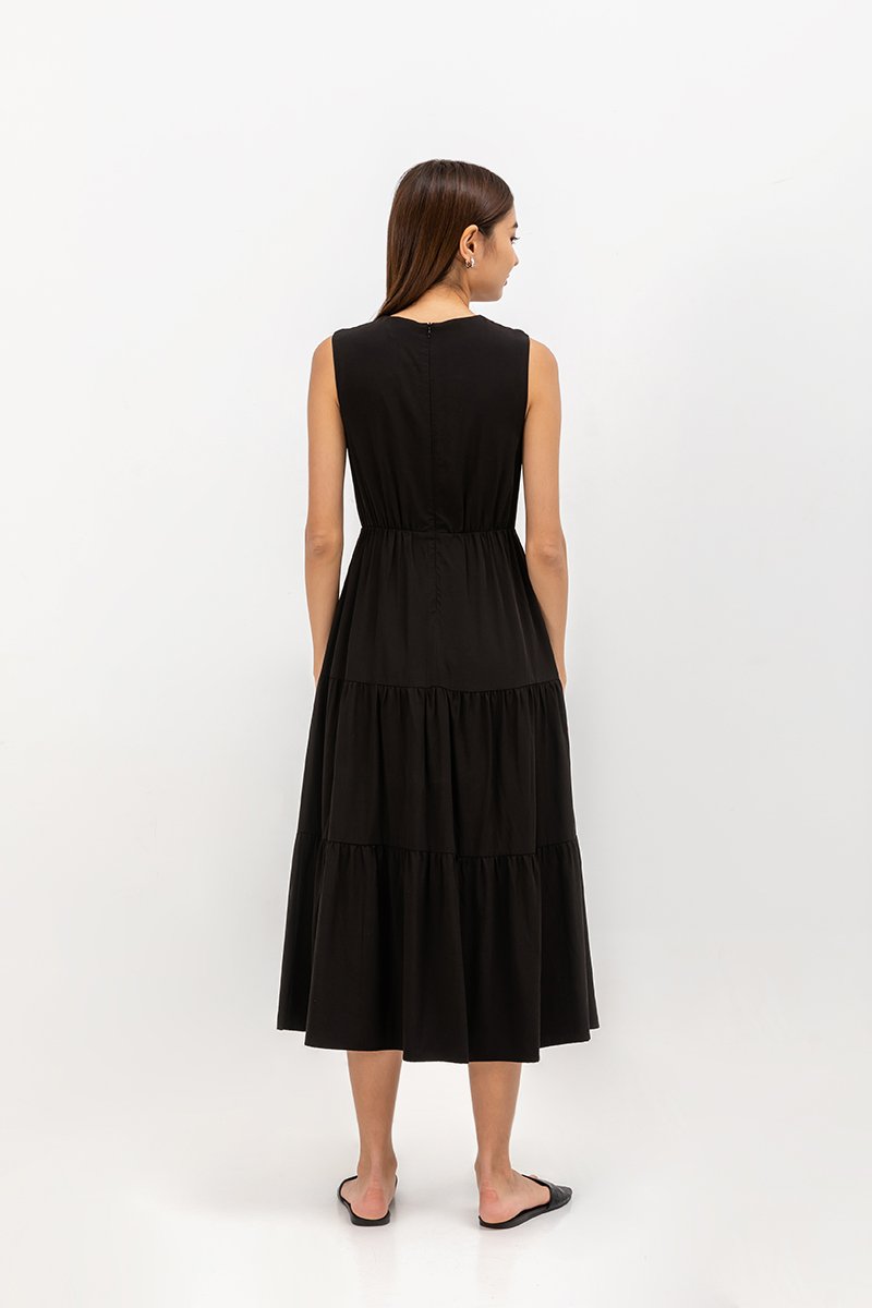CECILIO TIERED TENCEL DRESS
