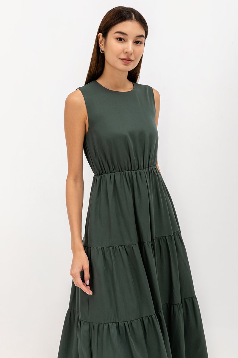 CECILIO TIERED TENCEL DRESS