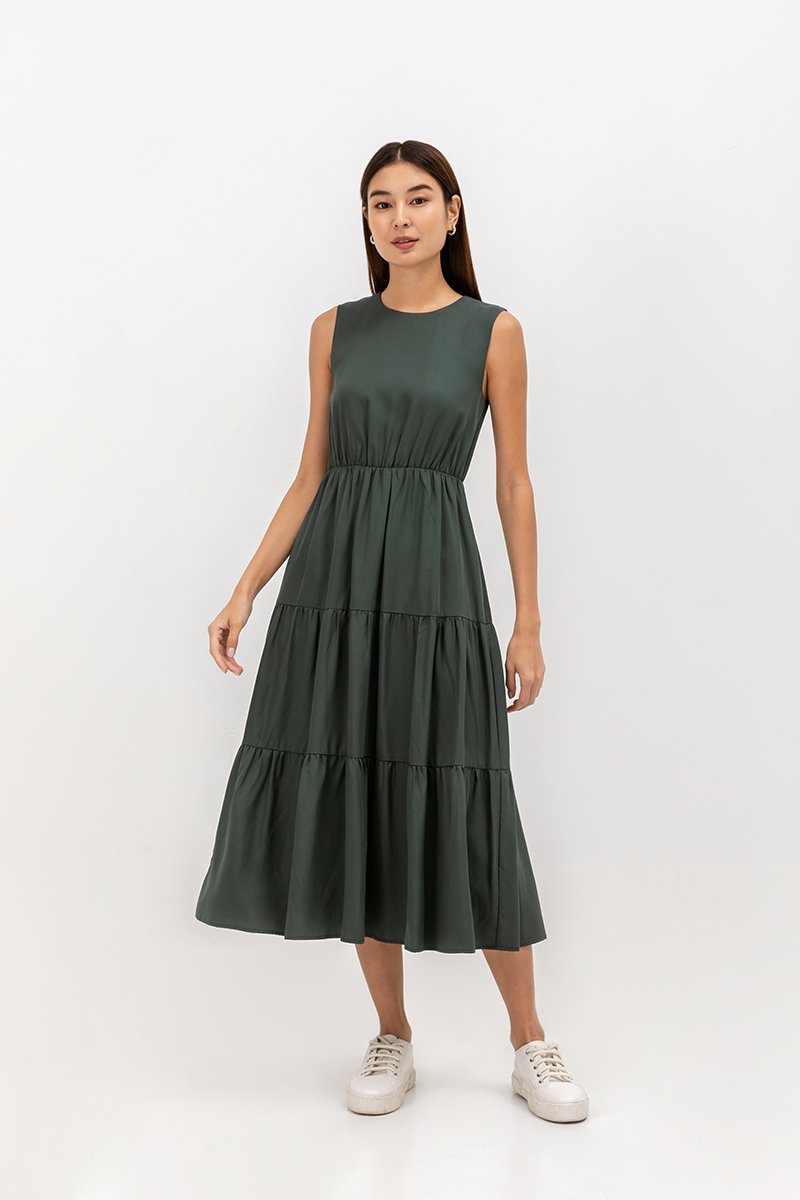 CECILIO TIERED TENCEL DRESS
