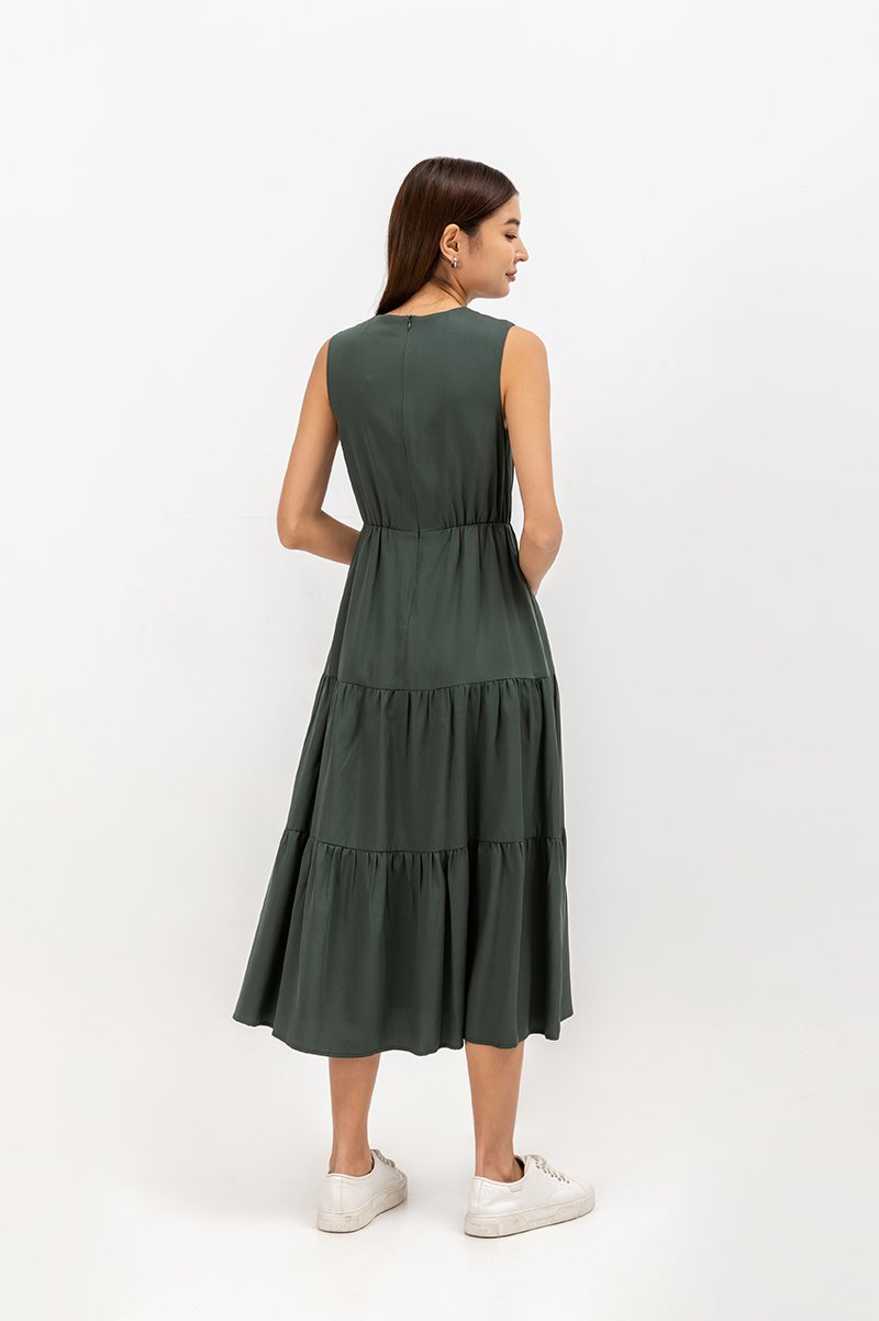 CECILIO TIERED TENCEL DRESS