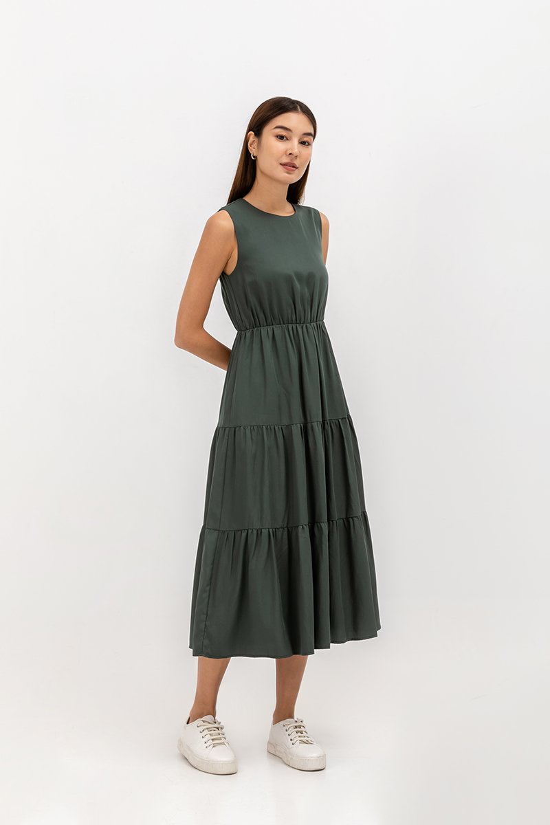 CECILIO TIERED TENCEL DRESS