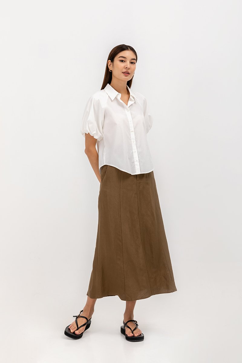 KATNISA BUTTONDOWN PUFF SLEEVE SHIRT