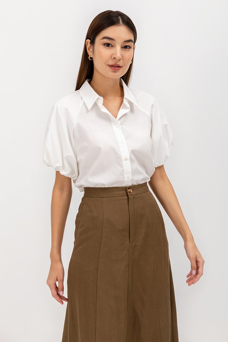 KATNISA BUTTONDOWN PUFF SLEEVE SHIRT