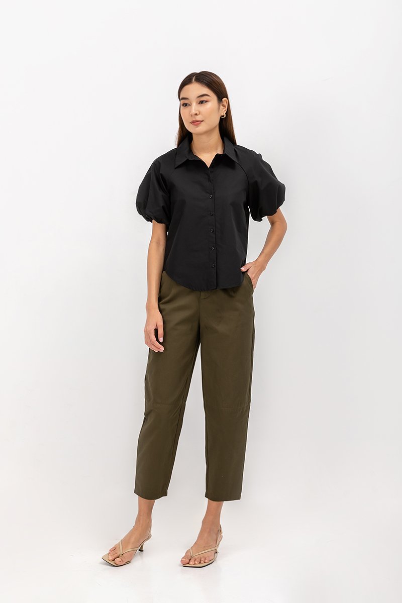 KATNISA BUTTONDOWN PUFF SLEEVE SHIRT
