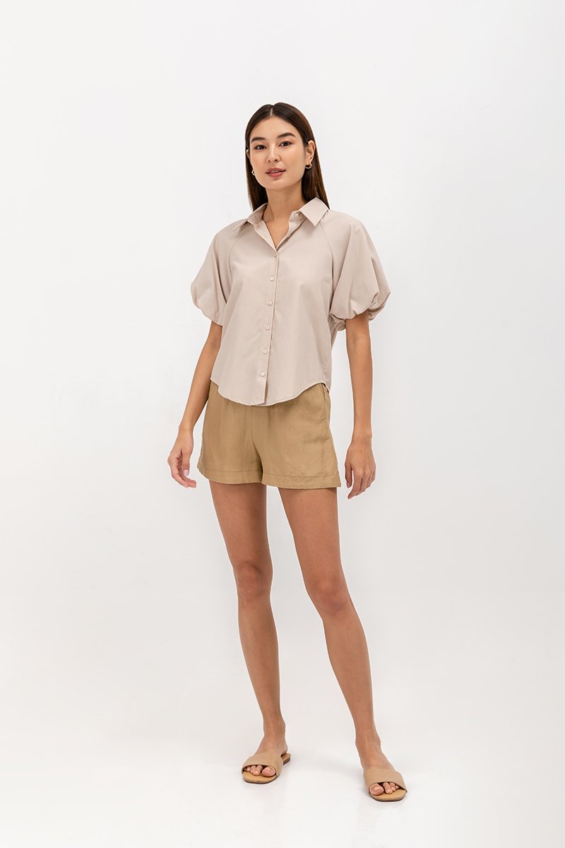 KATNISA BUTTONDOWN PUFF SLEEVE SHIRT