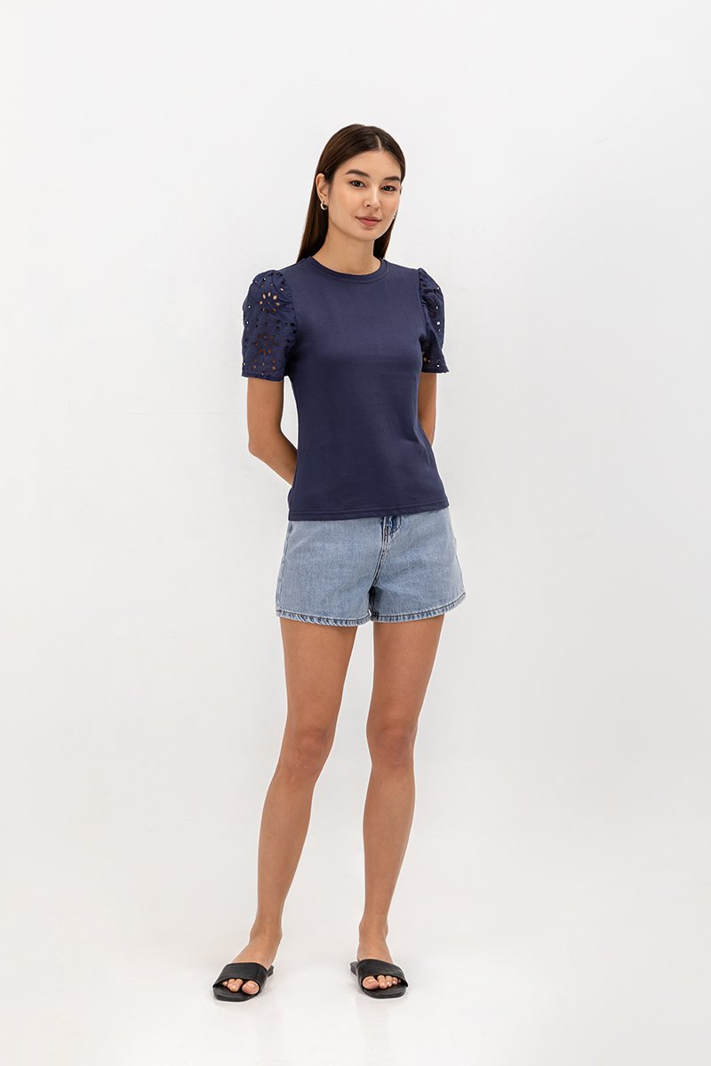 KIRU EYELET SLEEVE TOP