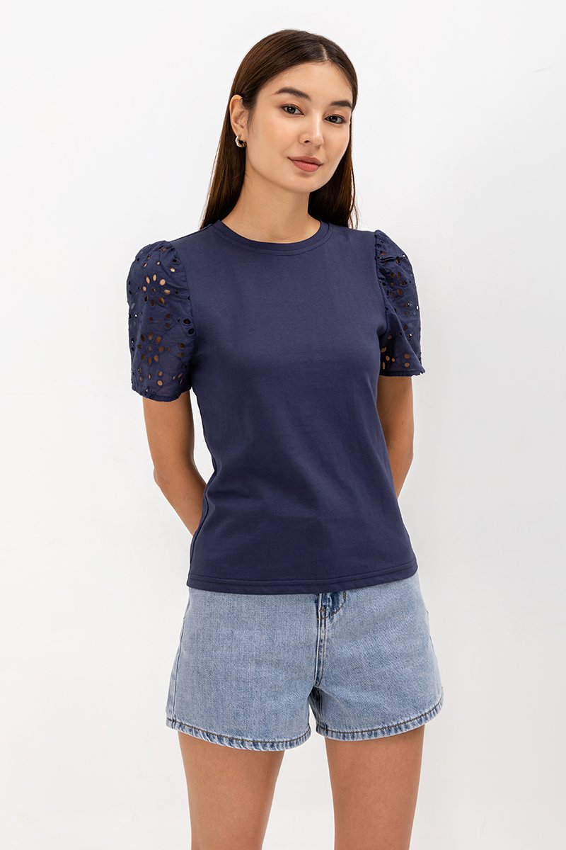 KIRU EYELET SLEEVE TOP