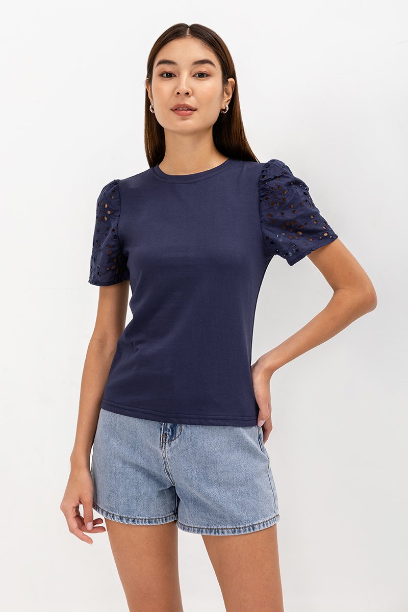 KIRU EYELET SLEEVE TOP