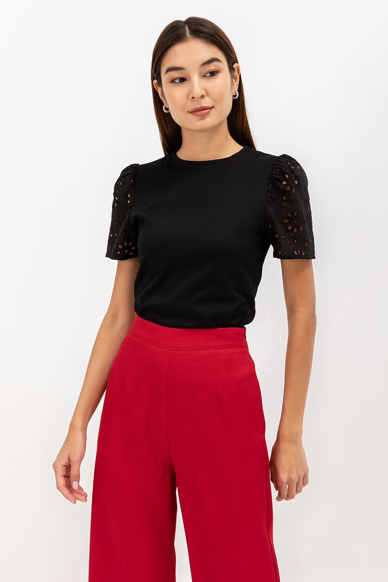 KIRU EYELET SLEEVE TOP
