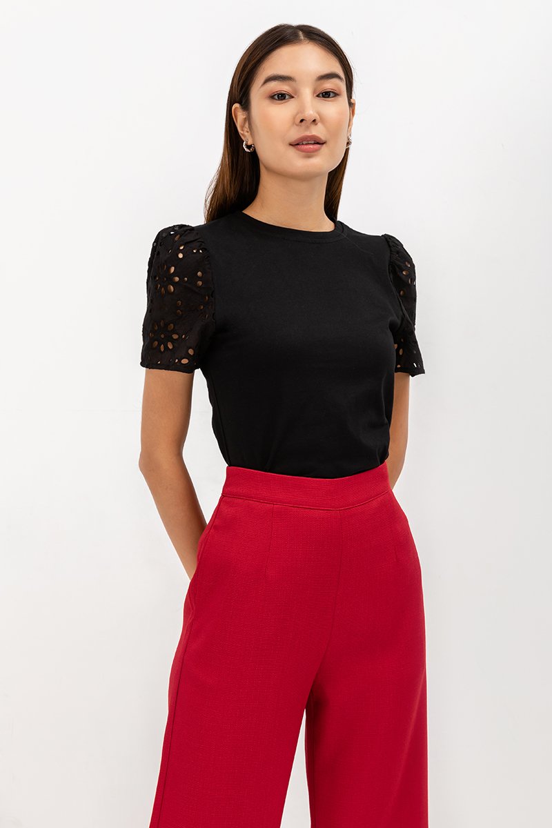 KIRU EYELET SLEEVE TOP