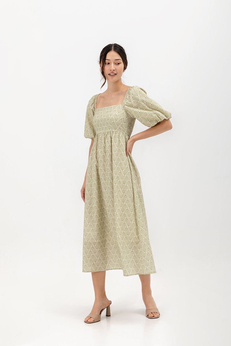 KHARI PRINTED PUFF SLEEVE DRESS