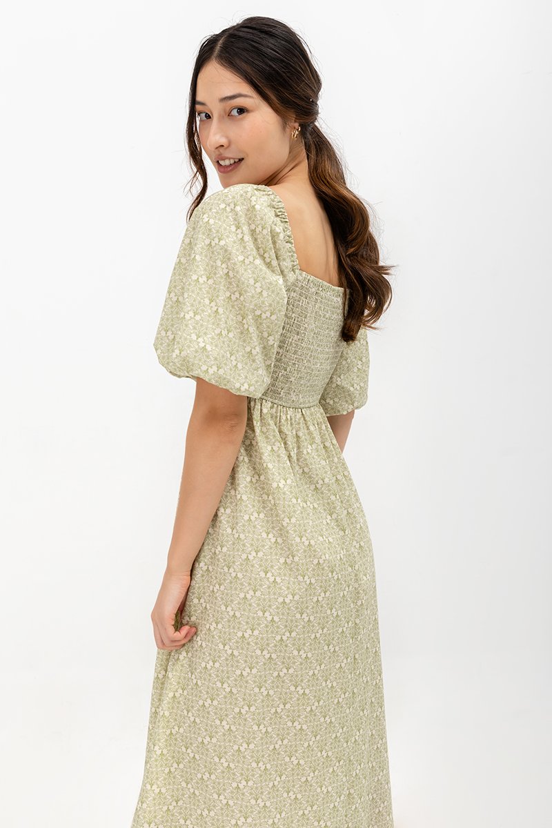 KHARI PRINTED PUFF SLEEVE DRESS