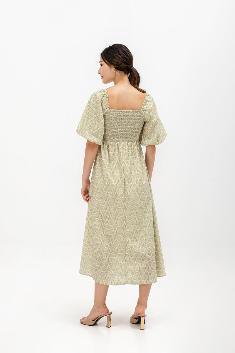 KHARI PRINTED PUFF SLEEVE DRESS