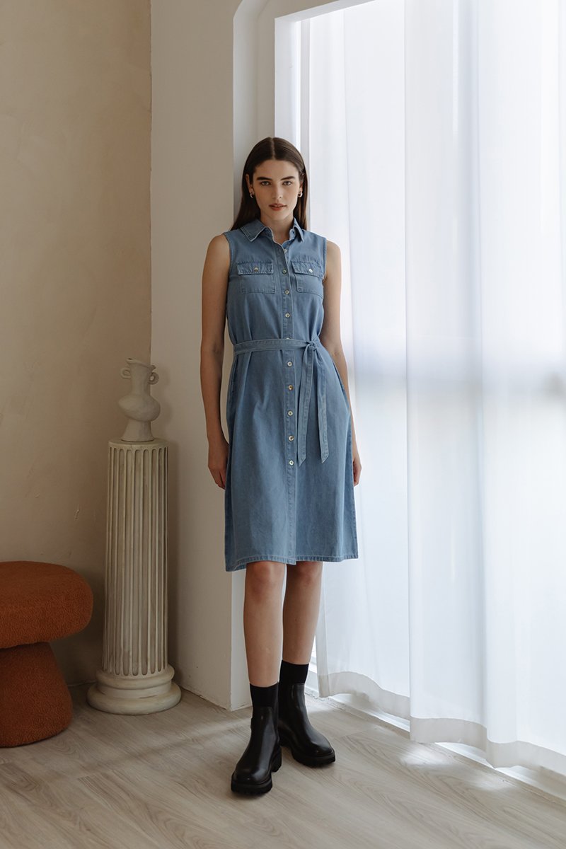 VERENA BUTTONDOWN DENIM MIDI SHIRT DRESS